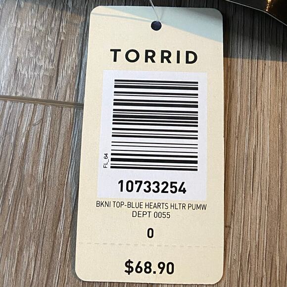 Torrid Halter Bikini Top Sz 0 Blue White Black NWT - Picture 7 of 8